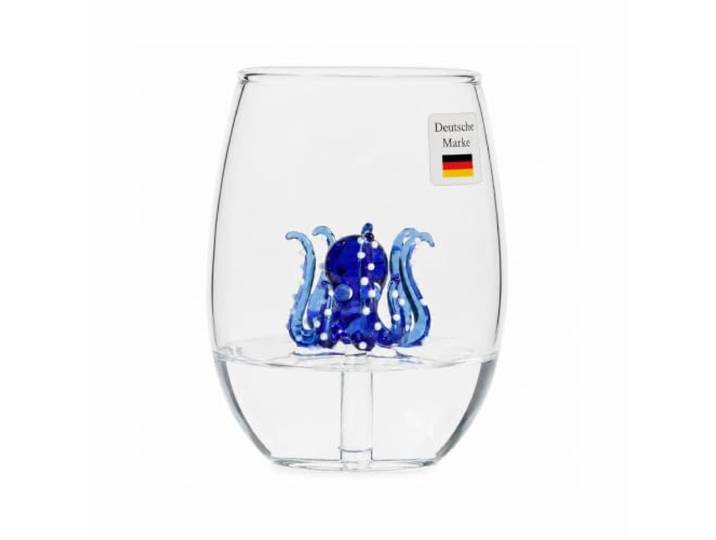 Winkee - Handgemaakt octopusglas, kristaldrinkglas, dessertglas met glazen octopus, hoogwaardige glazen voor alle gelegenheden, cadeau voor verjaardag, bruiloft, jubileum, hoogwaardig
