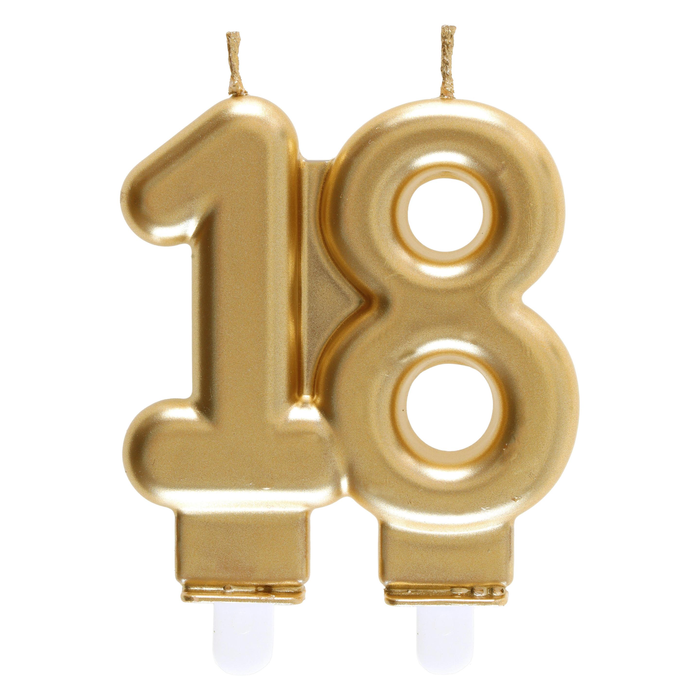 Partydeco Geburtstagskerze Nummer 18 mit Glitter (1 Stk.) (21560107)