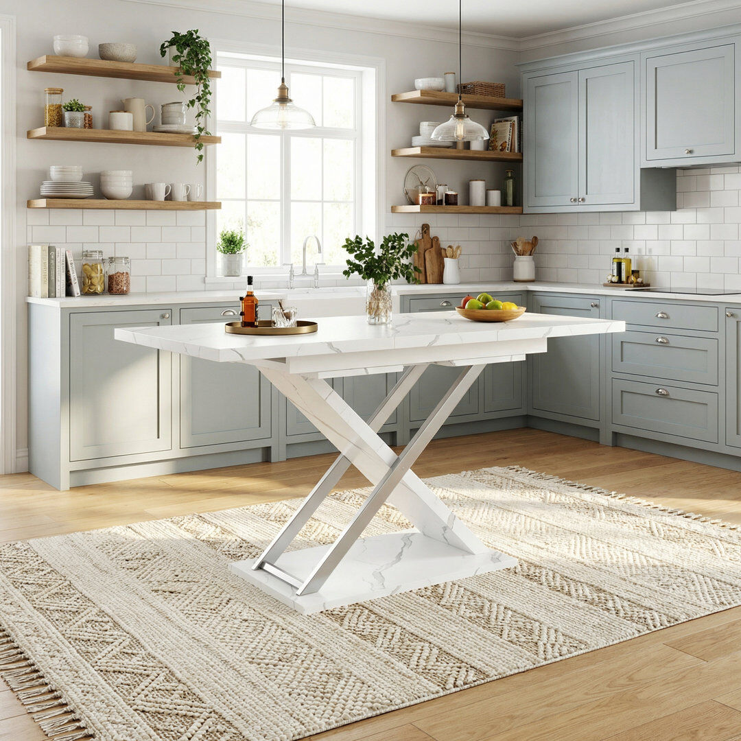 Metro 157 cm Extendable Rectangular Dining Table White