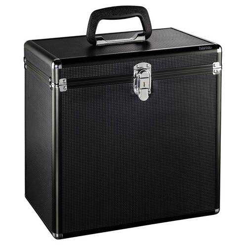 Hama 00181436 LP-Koffer 50, Alu-Look, Schwarz