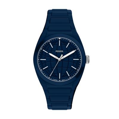 Quarzuhr FOSSIL "Everett", blau, Armbanduhren, Herren, Quarzuhr, Armbanduhr, Silikonarmband, analog
