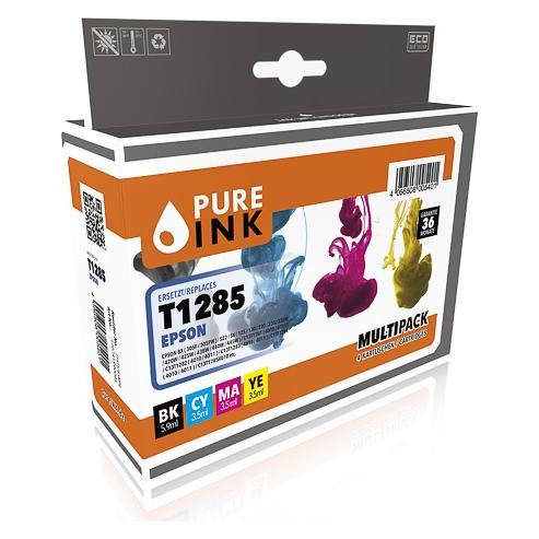 Pure Ink EPST1285MP4 PI EPSON T1285 BX Tinte (4) cmyk rebuilt 170/175/140/225Seiten Chip (CMYK) (EPST1285MP4)