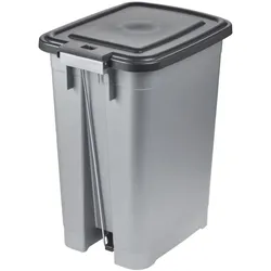 keeeper Tret-Abfalleimer olaf, 25 Liter, PP, light silver komfortables Öffnen und Schliessen mit Tretpedal, Abfalleimer, Silber, Schwarz, Grau