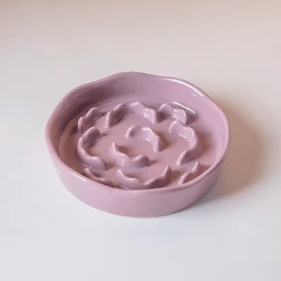 Inspire Curations ElevaBite Ceramic Slow Feeder Pet Bowl purple