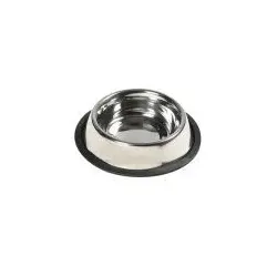 Edelstahlnapf mit rutschfestem Gummirand 13cm