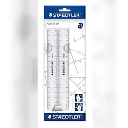 STAEDTLER Lineale Kunststoff transparent 15cm, 2er Beutel