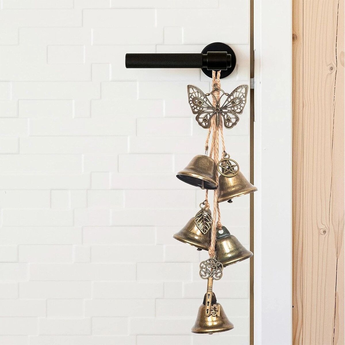 INF Set de 2 cloches papillon suspendues pour jardin – Ornement papillon vintage en fer pour extérieur et porte, Série Style