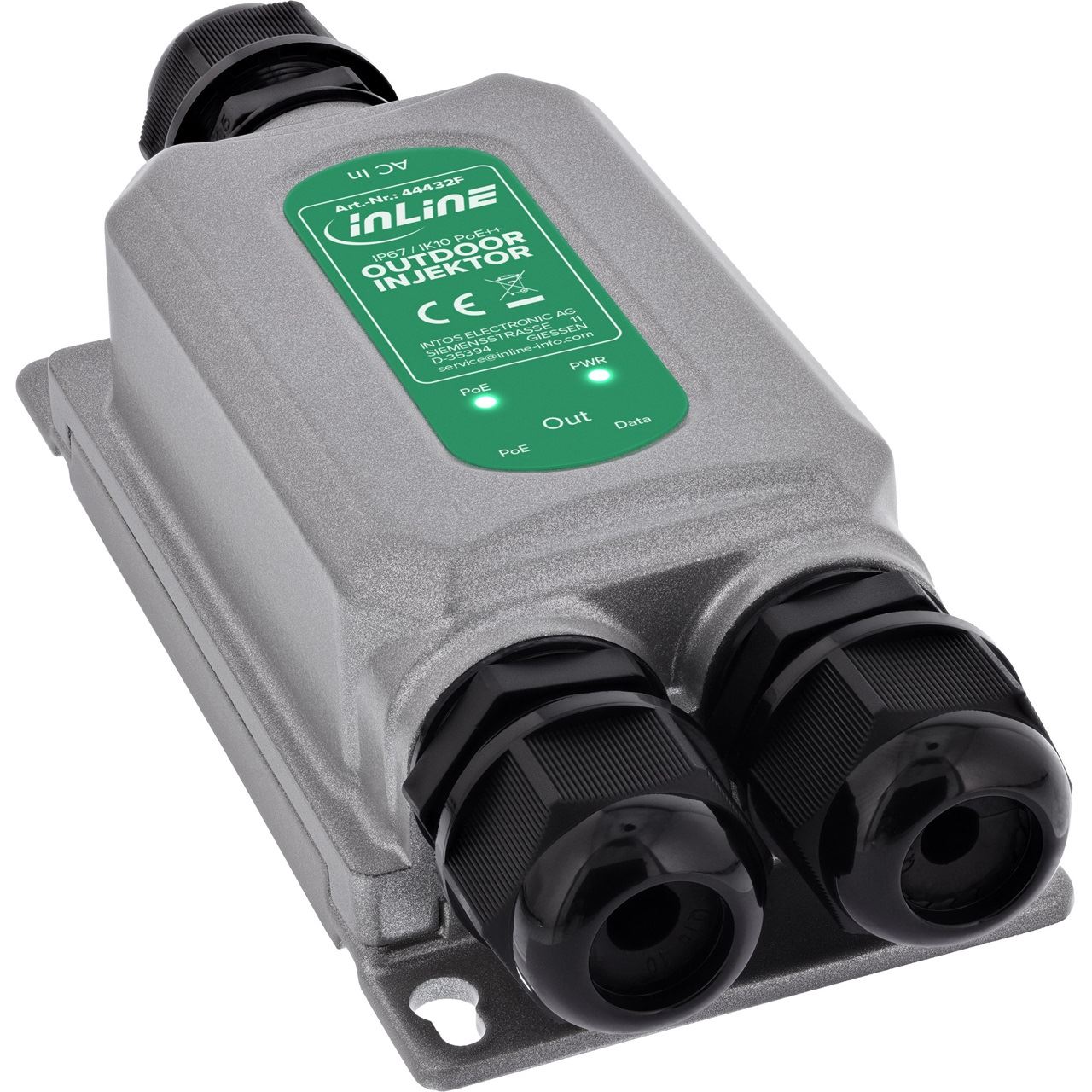 InLine 60W PoE++ Injektor outdoor, 1Gb/s, IP67 Staub-, Wasser-, Stoßschutz