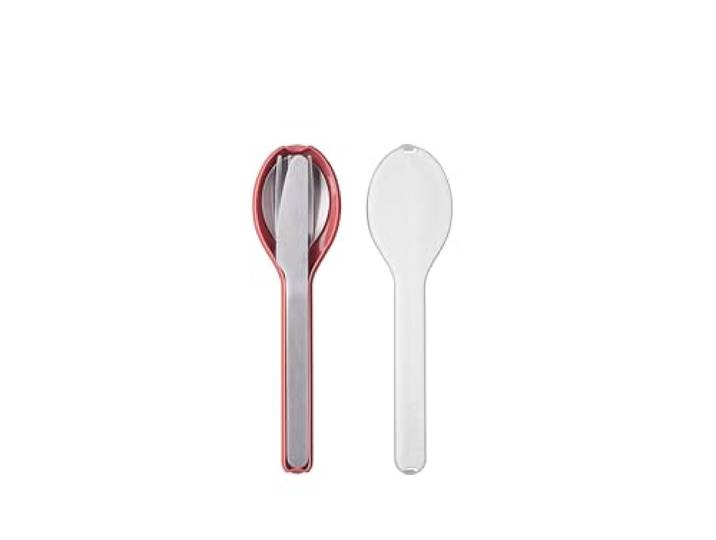 Mepal - Set de Couverts 3 Pièces Ellipse - Set de Couverts à Emporter - Composé d'un Couteau\, d'une Fourchette et d'une Cuillère - Avec Étui de Voyage - Acier Inoxydable - Vivid Mauve