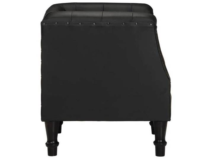 Fauteuil en cuir véritable - - Noir - Cuir de chèvre - Bois de manguier - 60x57x64 cm - Rétro - Industriel