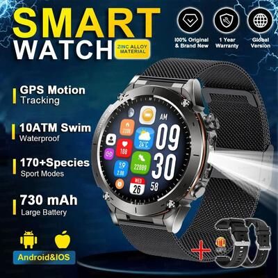Uplift Picks Stratos 4 GPS Smartwatch With AMOLED Display Bluetooth Calling Outdoor Sports Smartwatch black Mesh