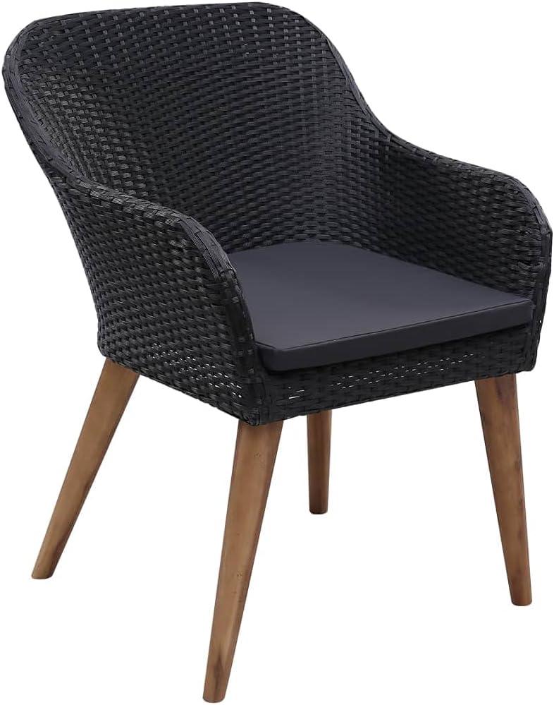 Set aus 2 Poly-Rattan-Sesseln in Schwarz | PE-Rattan, wasserabweisend, pulverbeschichteter Stahlrahmen, abnehmbare Polster