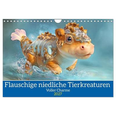 Flauschige niedliche Tierkreaturen - Voller Charme (Wandkalender 2027 DIN A4 quer), CALVENDO Monatskalender