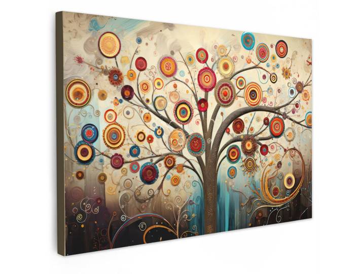 MuchoWow Leinwandbild Baum - Baum des Lebens - Farbe Wohnzimmer Groß 120x80 cm, Braun, Kiefer, Abstrakt, Rechteckig, 120x80 cm, gerahmt, Bilder & Rahmen, Bilder, Leinwandbilder
