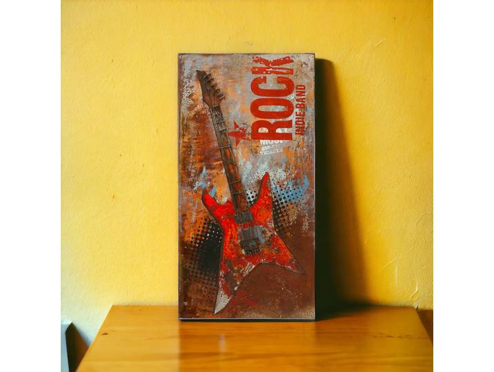 Tableau Relief Guitare Electrique en Métal