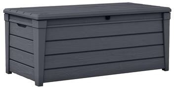 Keter Brightwood 120 Gallon Large Durable Resin Outdoor Storage Deck Box For Furniture and Supplies, Grey