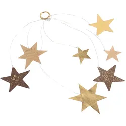 Weihnachtsanhänger Kleiner Sternenregen Good old friends Papier goldfarben, Metall, Designer Sarah Baumann, 35x27 cm