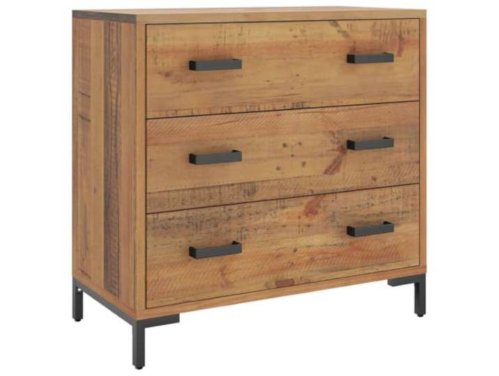 Kommode Kiefer Massivholz, 75x35x70 cm, Schubladenschrank, Vintage Kiefer Massivholz, Metallbeine, geräumige Schubladen, robuste Tischplatte, Vintage-Stil, Montage mit Anleitung