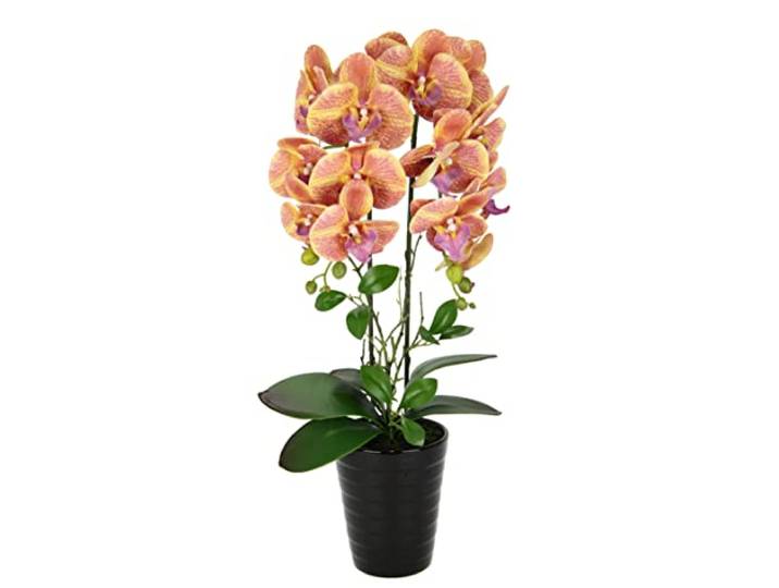 Künstliche Orchidee 58cm im Topf Kunstorchidee Blume Kunstblumen Kunst Orchidee Kunstorchidee Phalaenopsis Kunstpflanze wie echt Hochzeit Deko Seidenblume Real Touch Blüte Tischgesteck Seidenblume