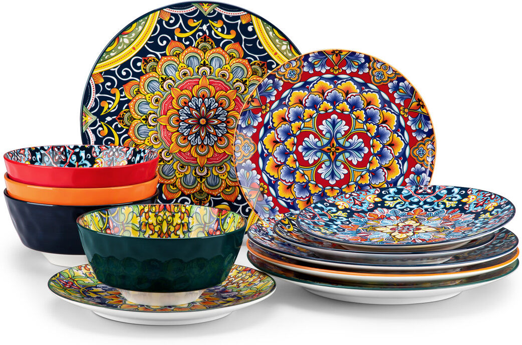 Vancasso Stoneware Dinnerware Set 12 Piece - Service for 4 colorful 12