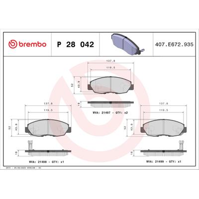 Brembo Bremsbelagsatz, Scheibenbremse [Hersteller-Nr. P28042] für Honda