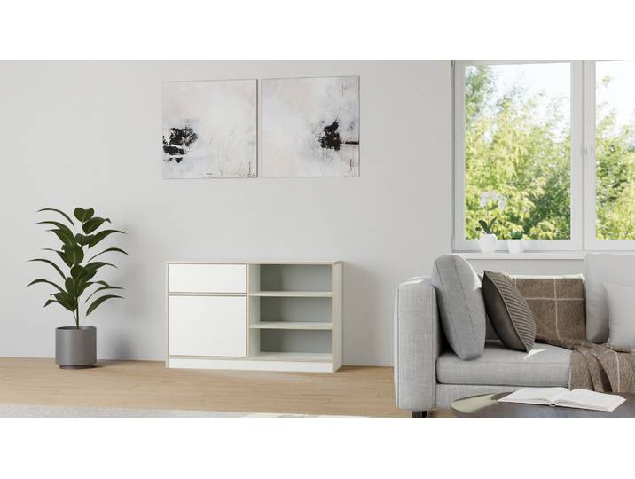 Lusini Sideboard Premium Dekore Weiß Multiplex Kante