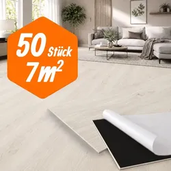 Relaxdays Selbstklebender PVC Bodenbelag Eiche Creme