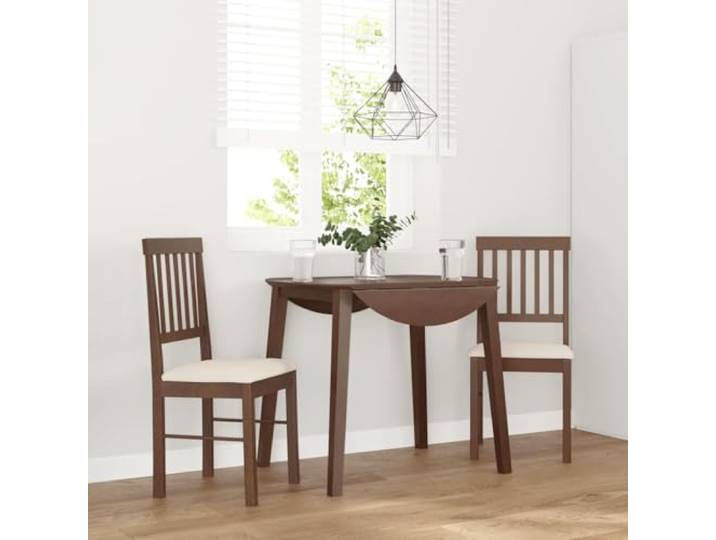 HEFZGDB Esszimmerstühle mit Kissen 2 STK. Braun Massivholz Gummibaum Ergonomische Rückenlehne für Komfort und Langlebigkeit