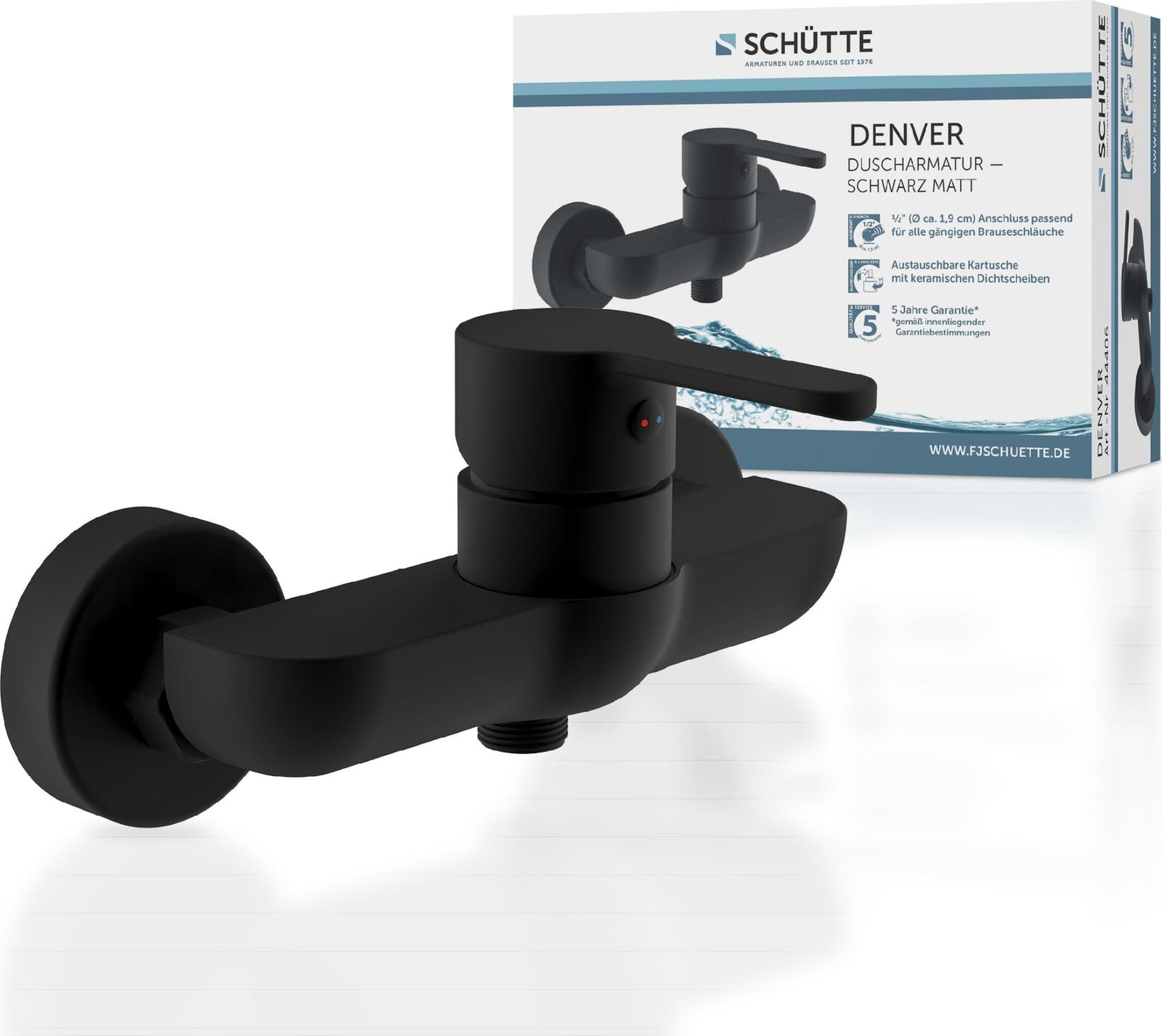 Schütte Design douchearmatuur Denver mengkraan met thermostaat, zwart mat