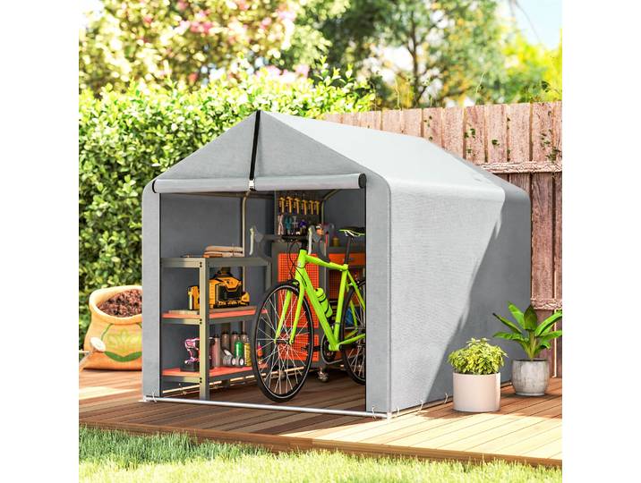 Outsunny Abri Moto Imperméable Gris 162x221,5x163 cm