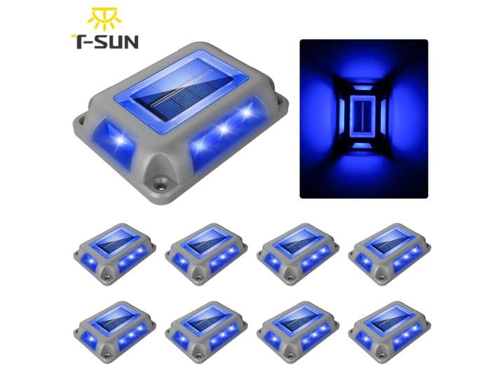 8PC lumière bleue lumière solaire extérieure lampadaire solaire lampe de pelouse décor de jardin lampe d'escalier enterré terrasse souterraine Lampy Solarne