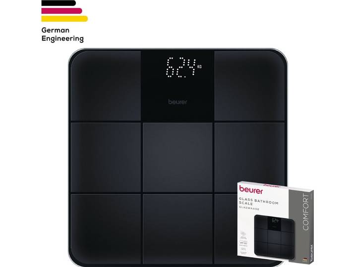 Beurer GS 235 Personenweegschaal - Digitaal - Tot 180 kg - Magic LED display - 30 x 30 cm - Quick start - Automatische uitschakeling - Veiligheidsglas/antislip weegplateau - Incl. batterijen - 5 Jaar garantie