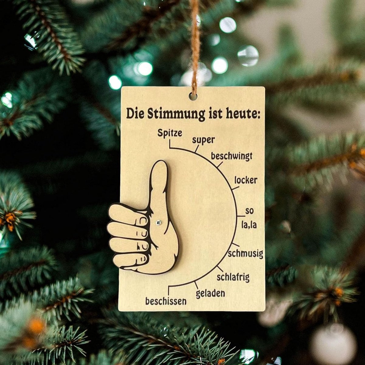 Houten Stemming Indicator Emotie Barometer voor Huis Decoratie - Houtkleur - 17 x 12 cm