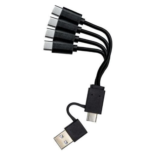 4-in-1 USB/USB-C auf 4x USB-C Daten- & Ladekabel, schwarz, 0,1 m (Noname)
