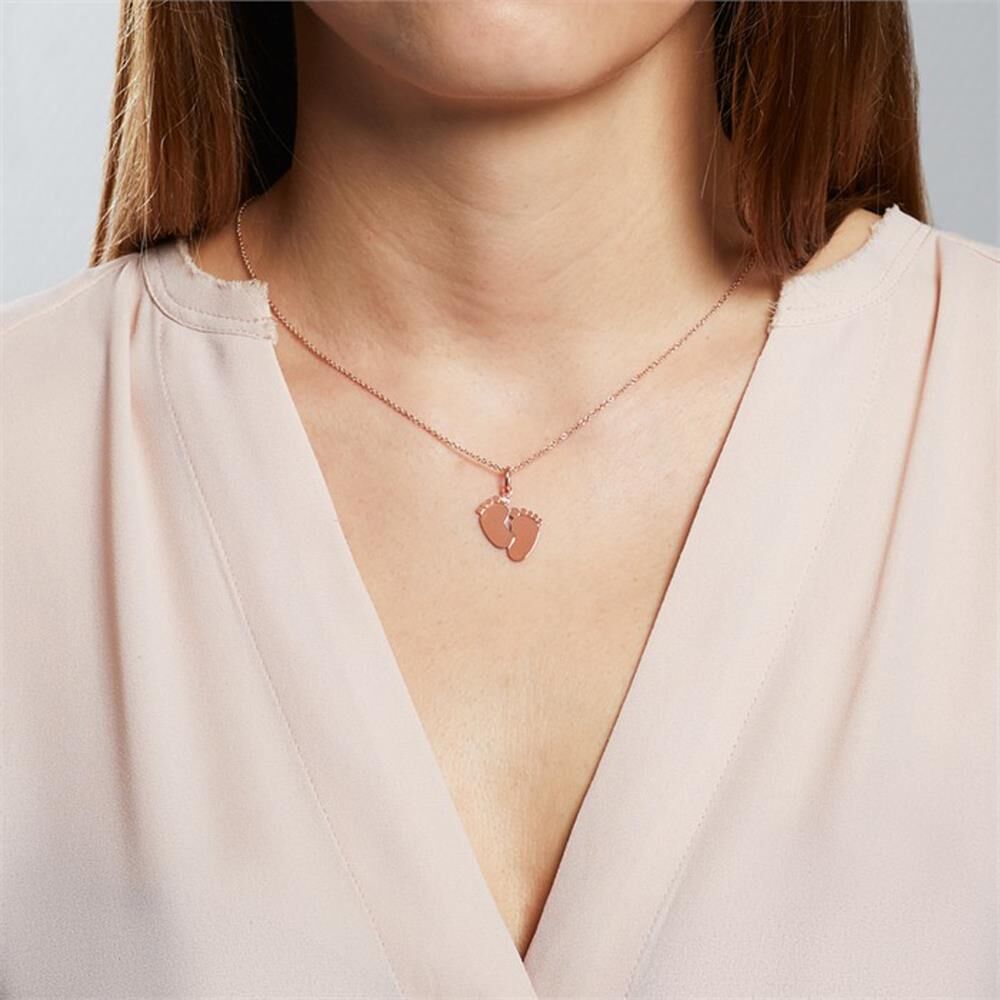 Unique Gravierbare Kette Babyfüße 925er Silber rosévergoldet rosé
