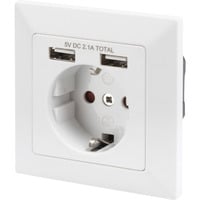 Sicherheits-Steckdose Unterputz, mit 2x USB-A weiß