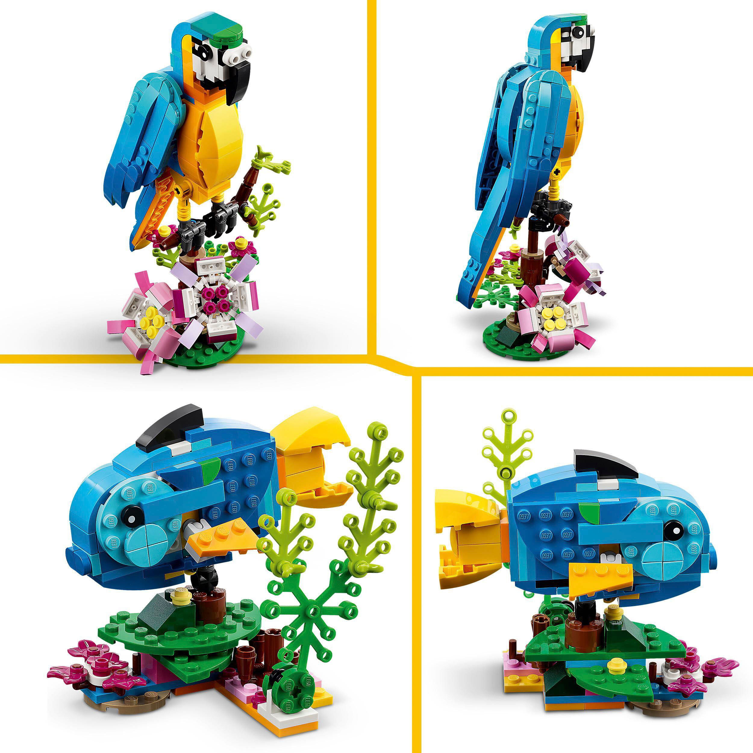 Konstruktionsspielsteine LEGO "Exotischer Papagei (31136), LEGO Creator 3in1", bunt, Spielbausteine, Kinder, Kunststoff, Konstruktionsspielsteine