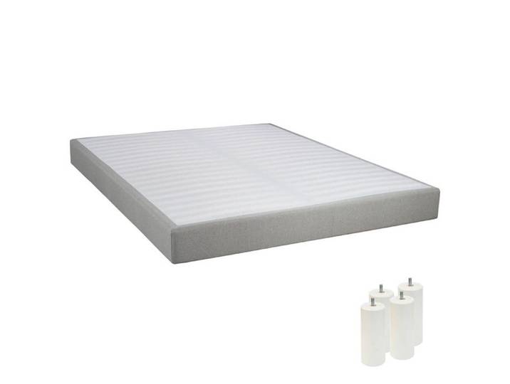 Tapikit - Sommier Tapissier Démontable 2x20 Lattes 140x190cm Lin + Pieds Blancs 15cm