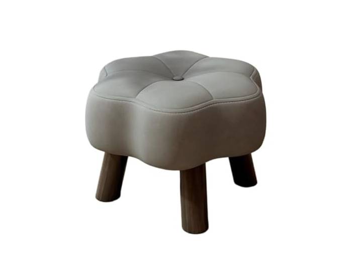 DANNMPX Sitzhocker Wohnzimmer Fußhocker Aus Leder, Rahmen Massivholz, Mehrere Funktionale Kleine Hocker Zusätzliche Sitzplätze(Gray)