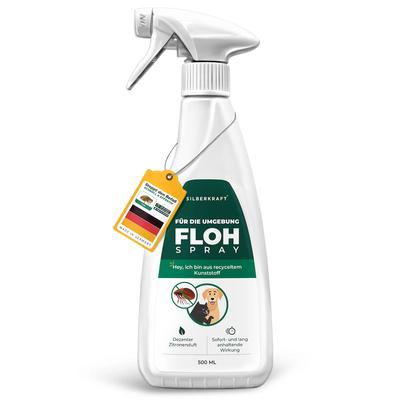 Silberkraft Flohspray für die Umgebung – Anti Floh Spray gegen Flöhe, Flohlarven & Floheier für Teppich, Sofa & Hundekorb – 500 ml