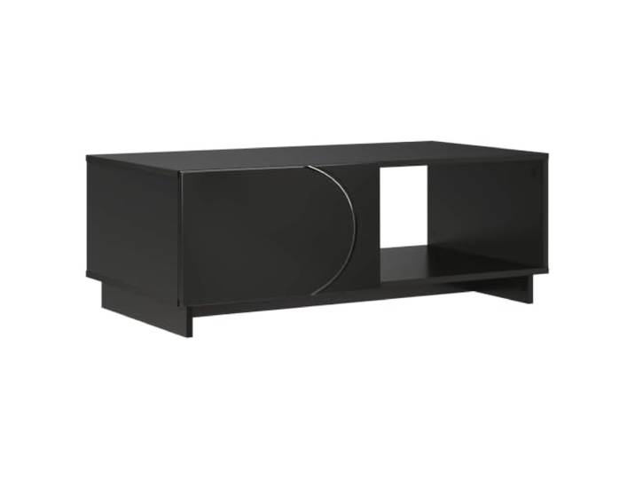 KUTYWEXFM Couchtisch Schwarz 95x50,5x35 cm Holzwerkstoff 2 Schubladen Rechteckiger Wohnzimmertisch aus Holzwerkstoff mit 2 Ablagefächern und flexibel montierbarem Schubladensystem.