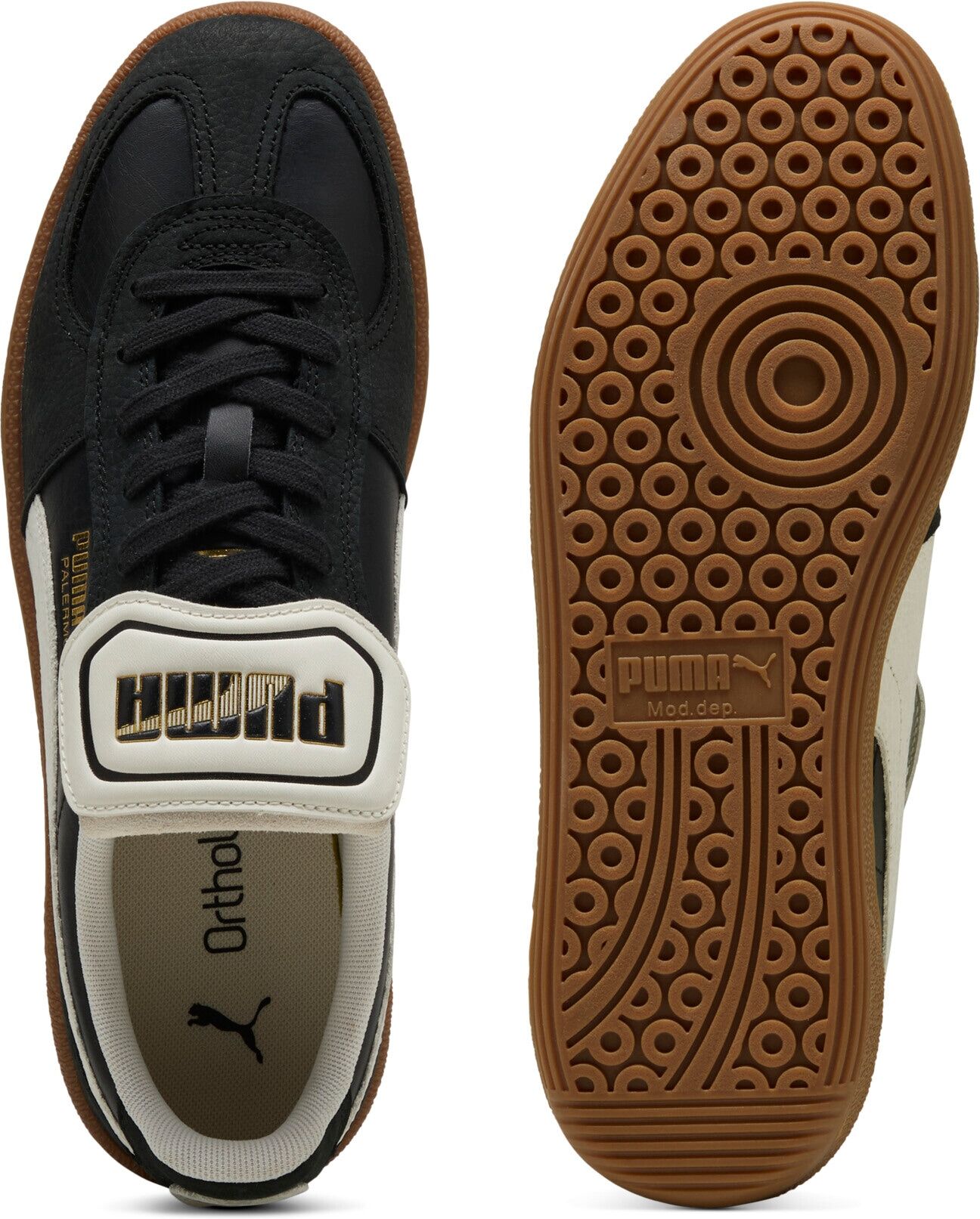 Sneaker PUMA "PALERMO PREMIUM", Herren, Gr. 42, weiss (puma schwarz, warm weiß), Leder, unifarben, Schuhe Sneaker puma schwarz, warm weiß 42