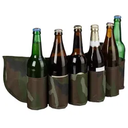 Relaxdays Biergürtel für 6 Dosen & Flaschen Dunkelbraun,Schwarz