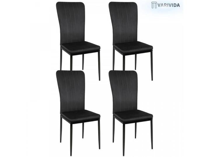 VARIVIDA 4 Chaises de salle à manger en velours+dossier haut (noir)