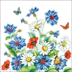 Ambiente 20 Servietten Papier 33x33cm 3-lagig - hochwertige Einweg Papierservietten Wildblumen Motiv Partyservietten Gartenfest Picknick Brunch Frühling Sommer