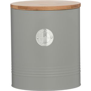 Typhoon Vorratsdose Living Collection Keksdose, aus Metall, 3 Liter, mit Bambusdeckel, pastellgrau, luftdicht