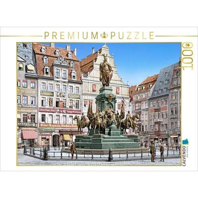 CALVENDO Puzzle Leipzig - Siegesdenkmal um 1900 | 1000 Teile Lege-Größe 64x48cm Foto-Puzzle für glückliche Stunden
