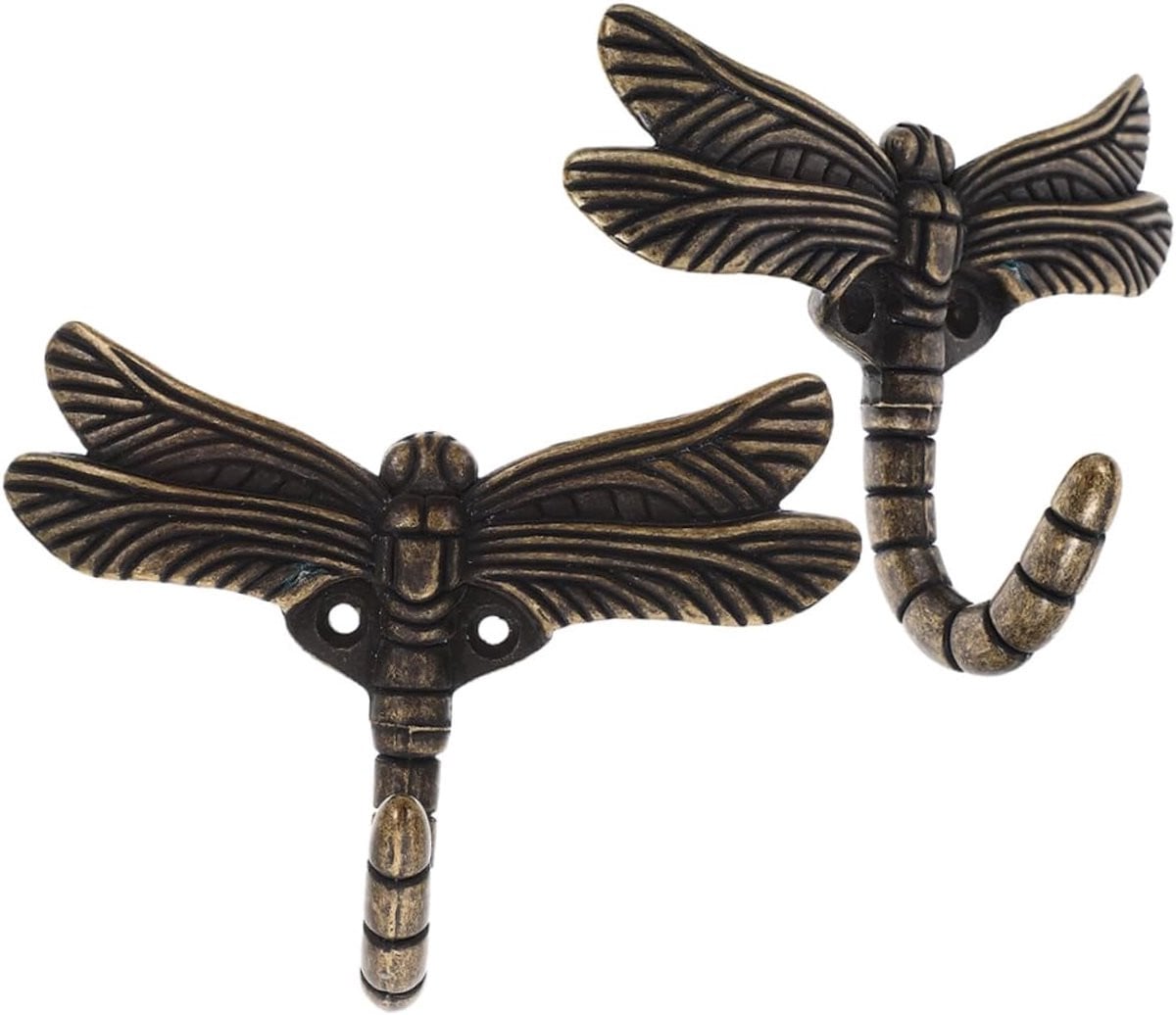 Set van 2 decoratieve libelle wandhangers in goud met zinklegering constructie