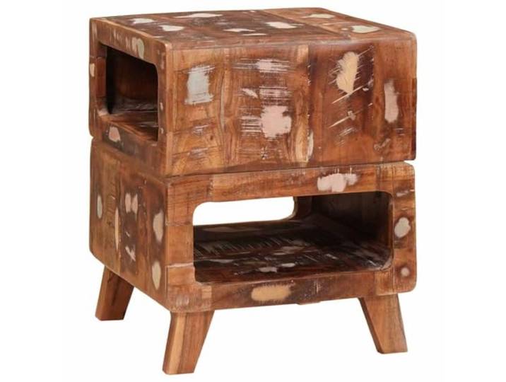 KPOUTRFG Beistelltisch Braun 40 x 40 x 49 cm Massives Upgecyceltes Holz Rustikal, modernes Design, Stauraumfach, für Wohnzimmer und Schlafzimmer, Montage zu zweit