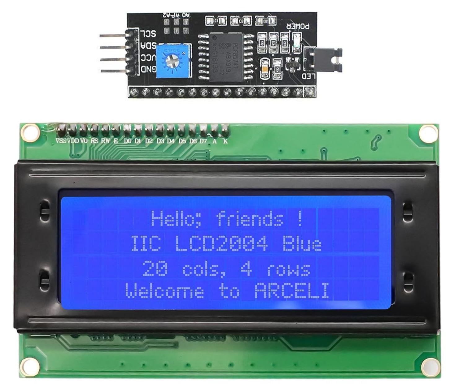 Selius 20 x 4 LCD Display Module met IIC I2C interface, blauw